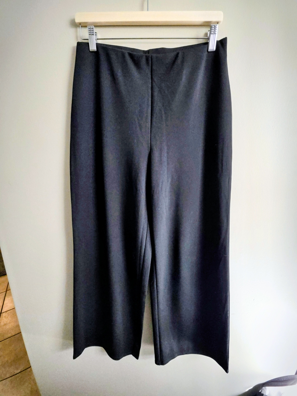 Black Wide-Leg Jersey Women's Pants
